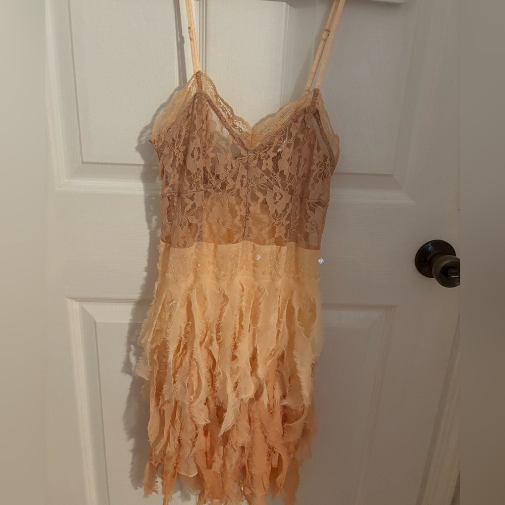 Free People Feather Beaded Lace Chiffon Dress - Picture 3 of 6